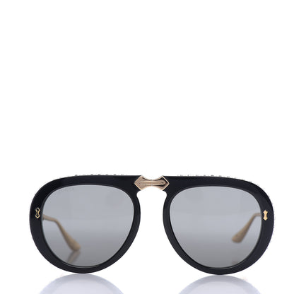 Gucci Acetate Crystal Foldable Aviator Sunglasses GG0307S Black 2 of 8