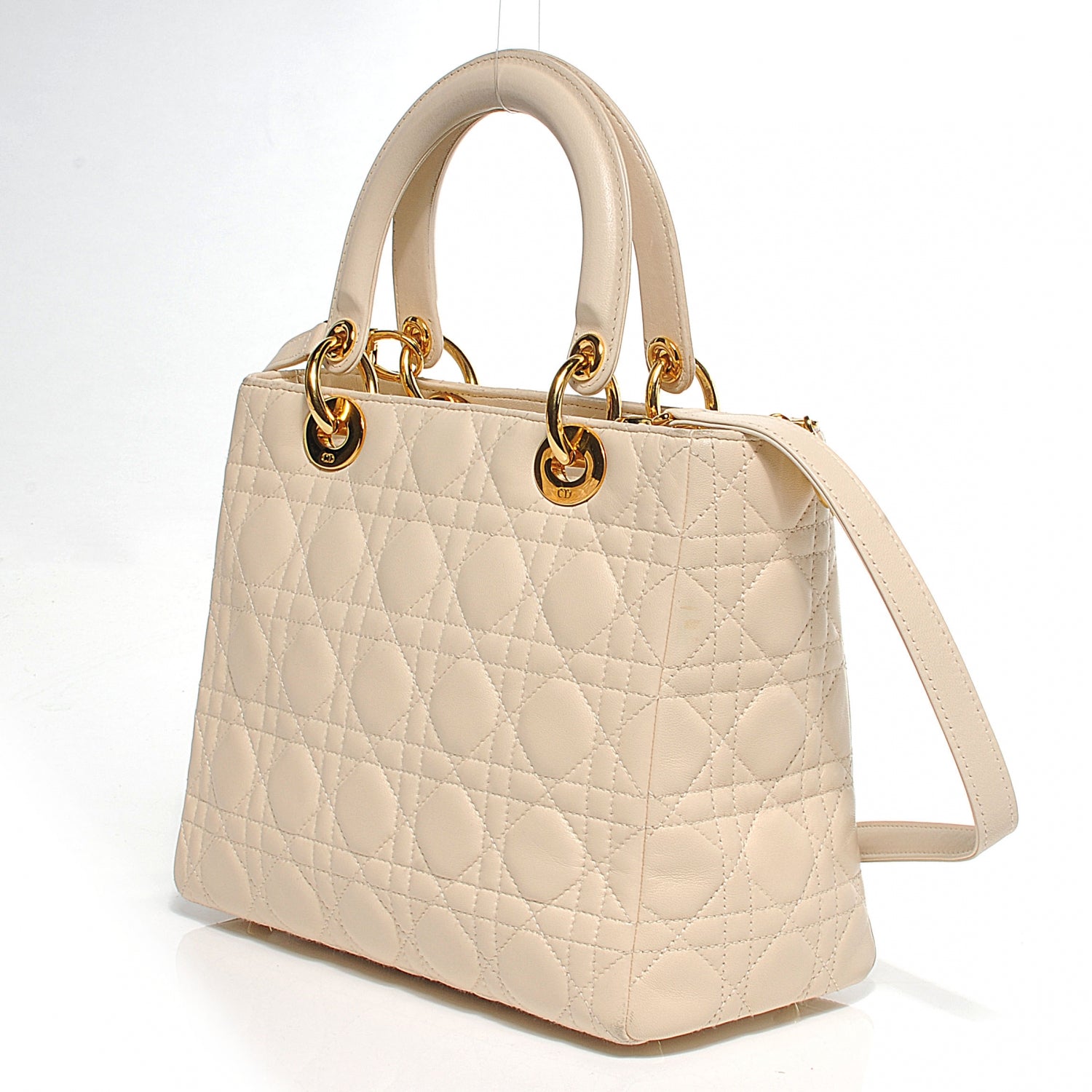 Christian Dior Lambskin Cannage Medium Lady Dior Beige 7 of 8