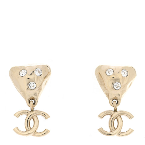 Crystal CC Drop Earrings Gold