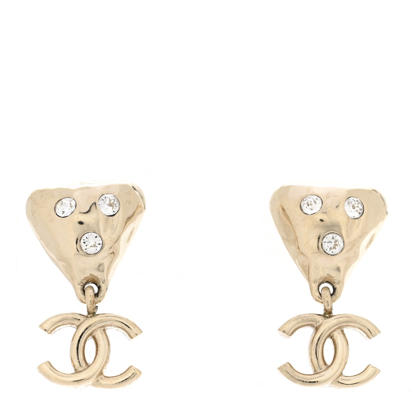 Crystal CC Drop Earrings Gold