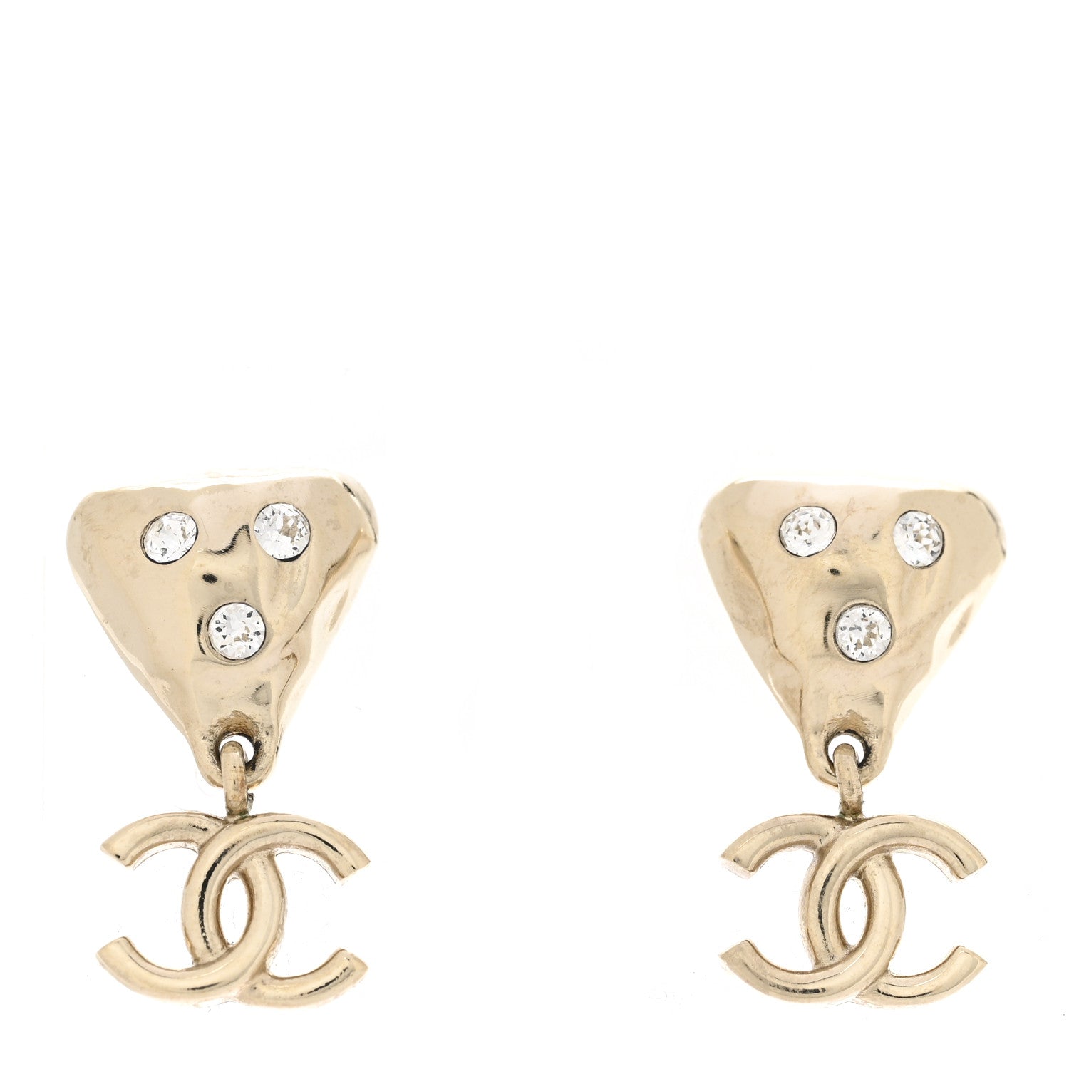 Chanel Crystal CC Drop Earrings Gold 1 of 5