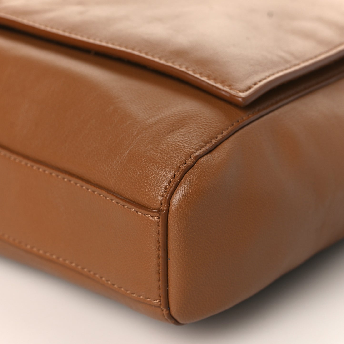 Smooth Calfskin Suede Medium Reversible Monogram Kate Satchel Light Ochre