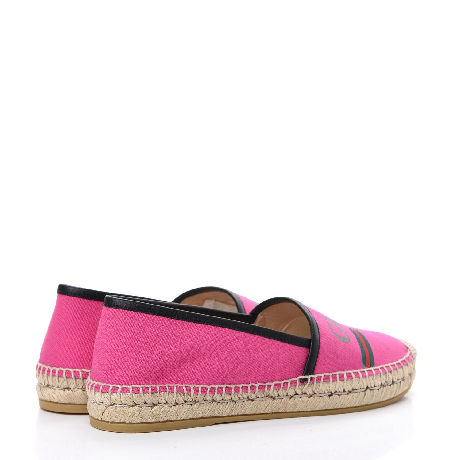 Gucci Canvas Logo Espadrilles 36 Cyclamen Rose Black 4 of 8