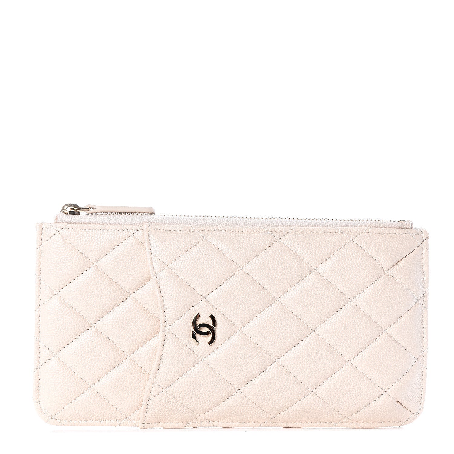 Chanel Caviar Quilted Classic Flat Wallet Pouch Light Beige 1 of 10