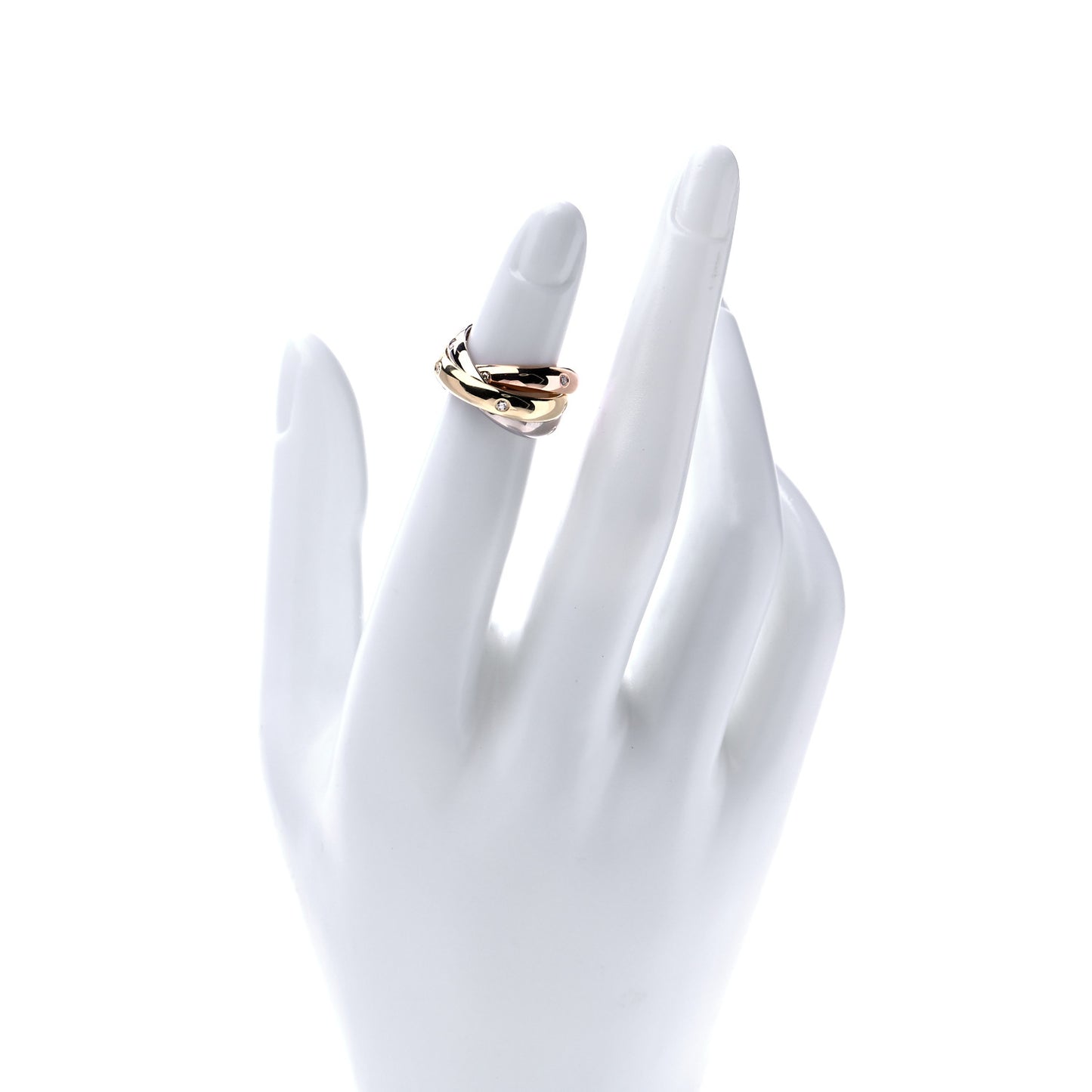 18K Pink Yellow White Gold Diamond Trinity Ring 47 4