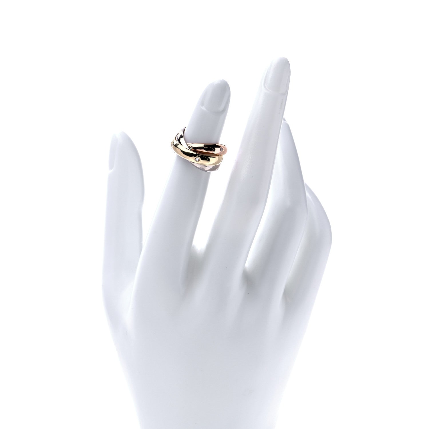 Cartier 18K Pink Yellow White Gold Diamond Trinity Ring 47 4 2 of 7