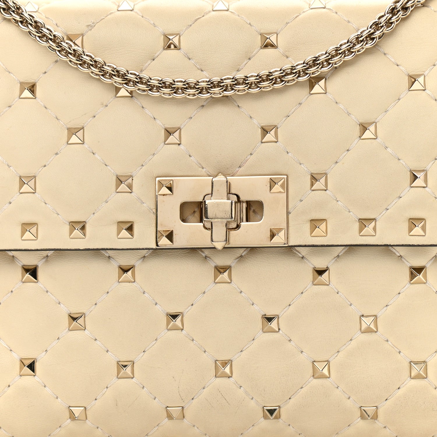 Valentino Garavani Nappa Medium Rockstud Spike Shoulder Bag Light Ivory 7 of 13
