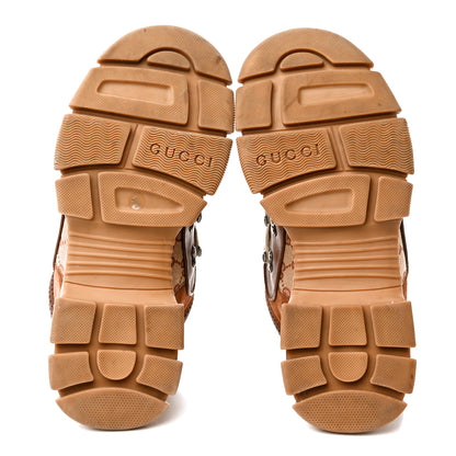 Gucci X SEGA Suede Calfskin GG Monogram Mens Flashtrek Sneakers 6.5 New Cuir Beige Ruggine 5 of 12