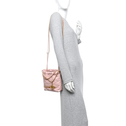 Chanel Shiny Calfskin Quilted Mini Chanel 22 Light Pink 2 of 11