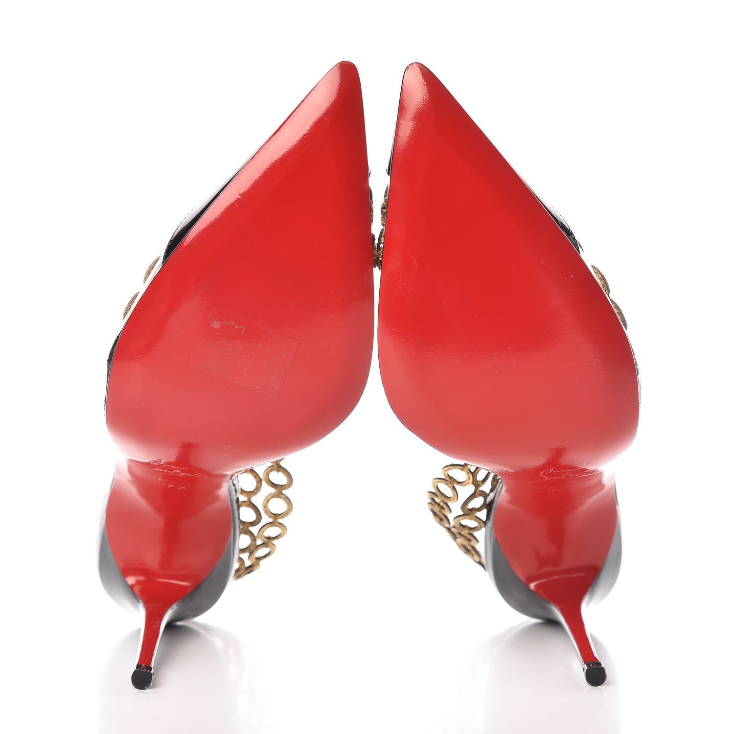 Christian Louboutin Patent PVC Malaika Half Dorsay 120 Pumps 37.5 Black Gold 7 of 14