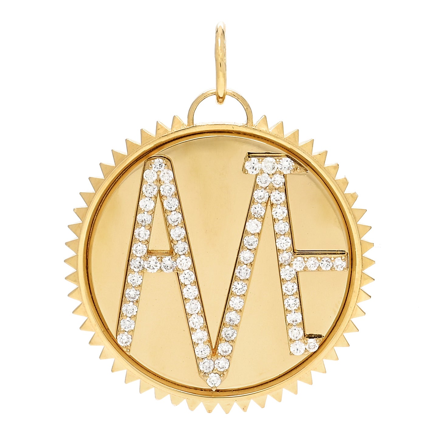 18K Yellow Gold Diamond Large Amate Medallion Pendant