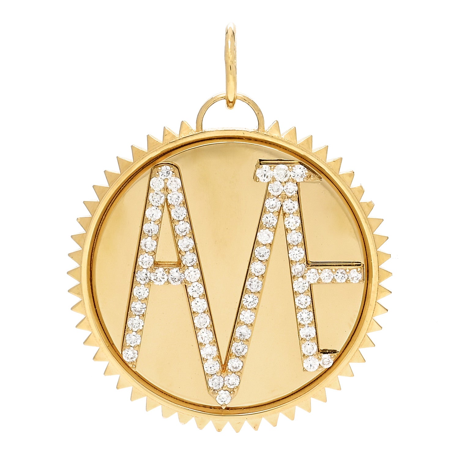 Foundrae 18K Yellow Gold Diamond Large Amate Medallion Pendant 1 of 5