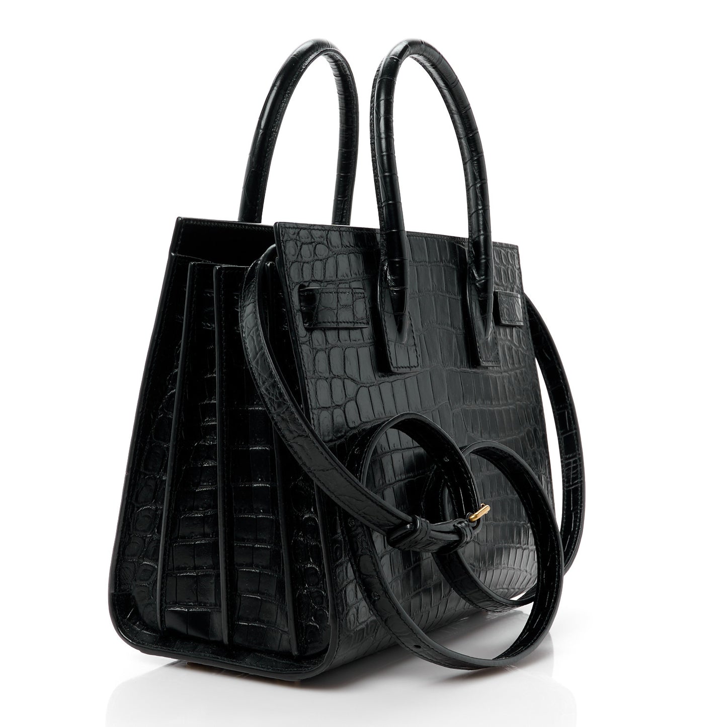 Calfskin Crocodile Embossed Baby Sac De Jour Black