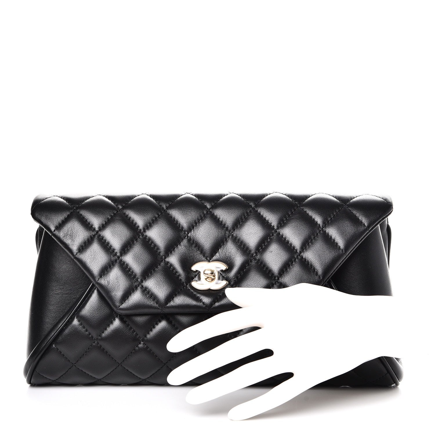 Chanel Lambskin Quilted Fold Up Again Clutch Black 2 of 8