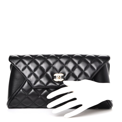 Chanel Lambskin Quilted Fold Up Again Clutch Black 2 of 8