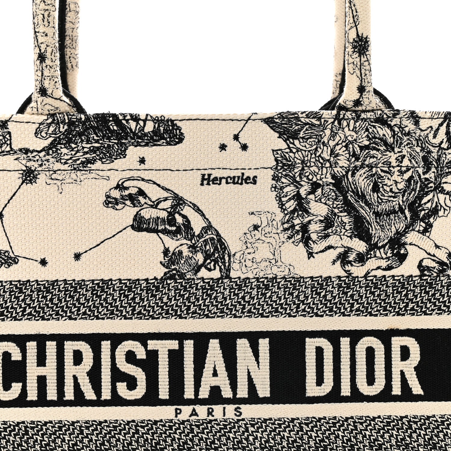 Christian Dior Canvas Zodiac Toile De Jouy Embroidered Medium Book Tote Latte 8 of 12