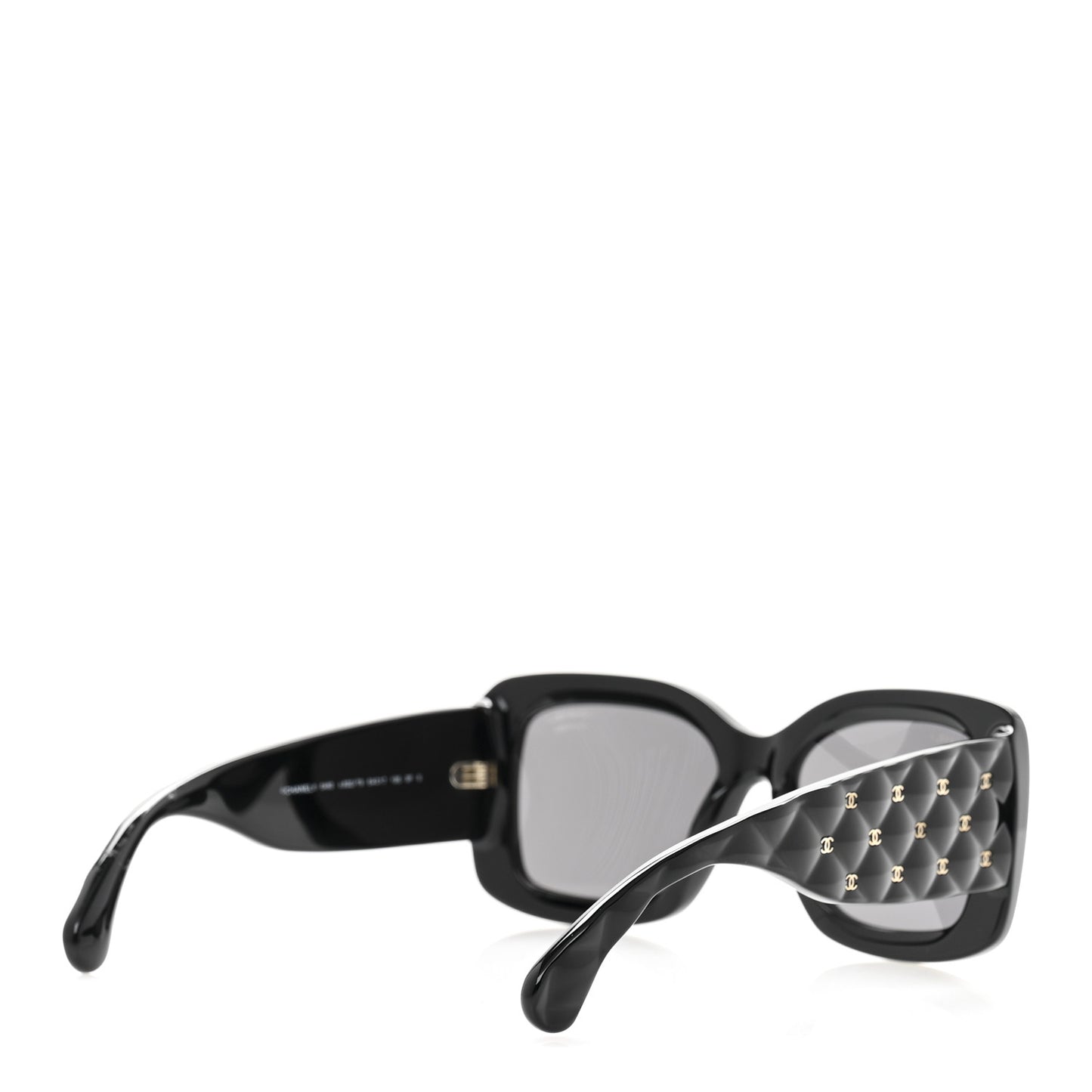 Acetate Quilted CC Rectangle Sunglasses 5483-A Black