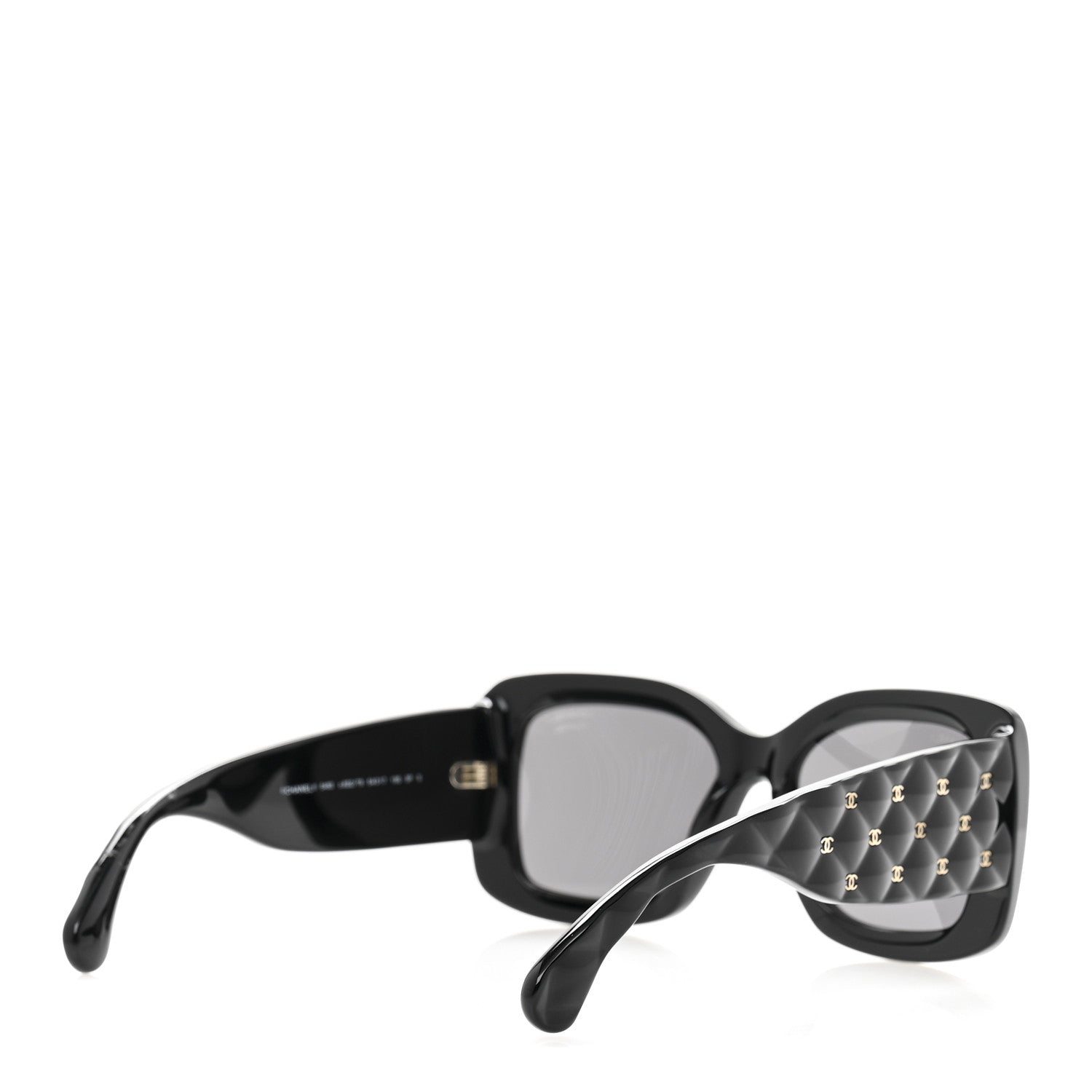 Chanel Acetate Quilted CC Rectangle Sunglasses 5483-A Black 4 of 9