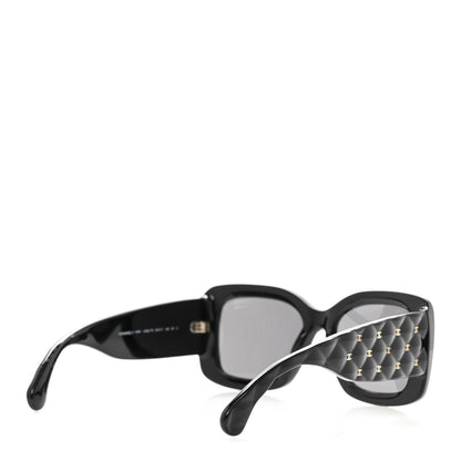 Chanel Acetate Quilted CC Rectangle Sunglasses 5483-A Black 4 of 9