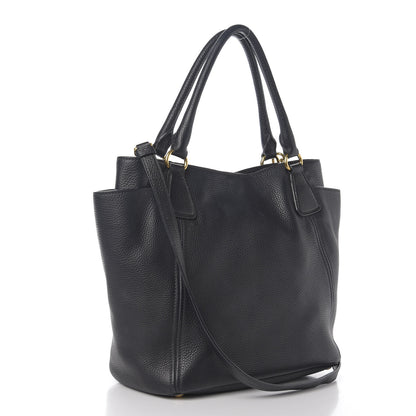Prada Vitello Daino Side Pocket Tote Black 2 of 9