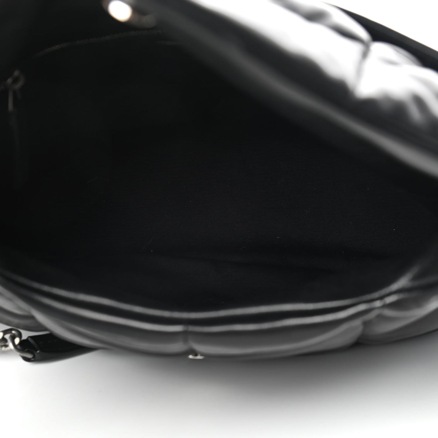 Lambskin Quilted Small Loulou Puffer Monogram Chain Satchel Black