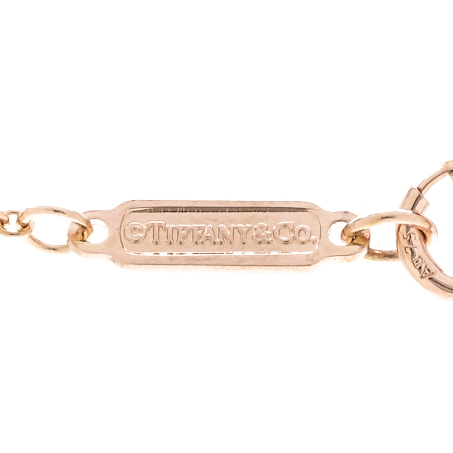 Tiffany 18K Rose Gold Diamond Fleur de Lis Key Bar Pendant Necklace 5 of 6