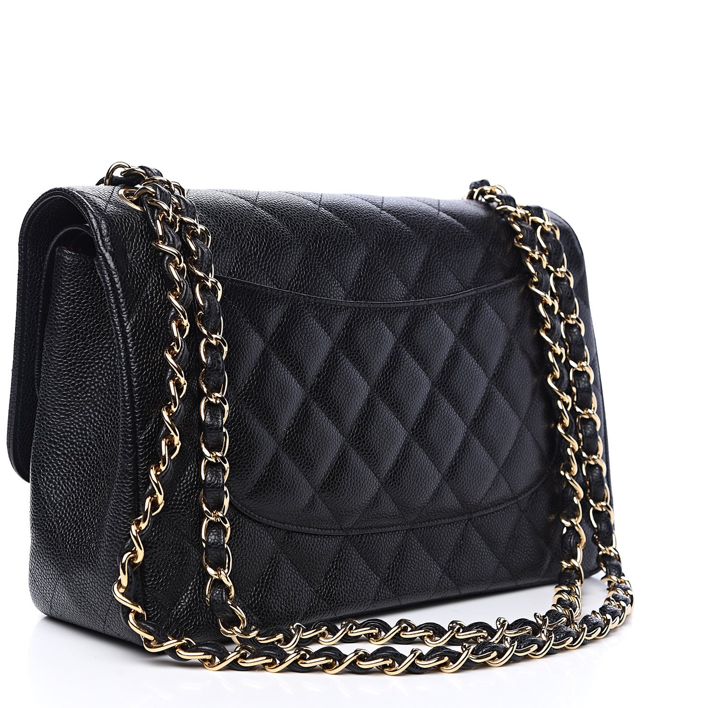 Caviar Quilted Jumbo Double Flap Black