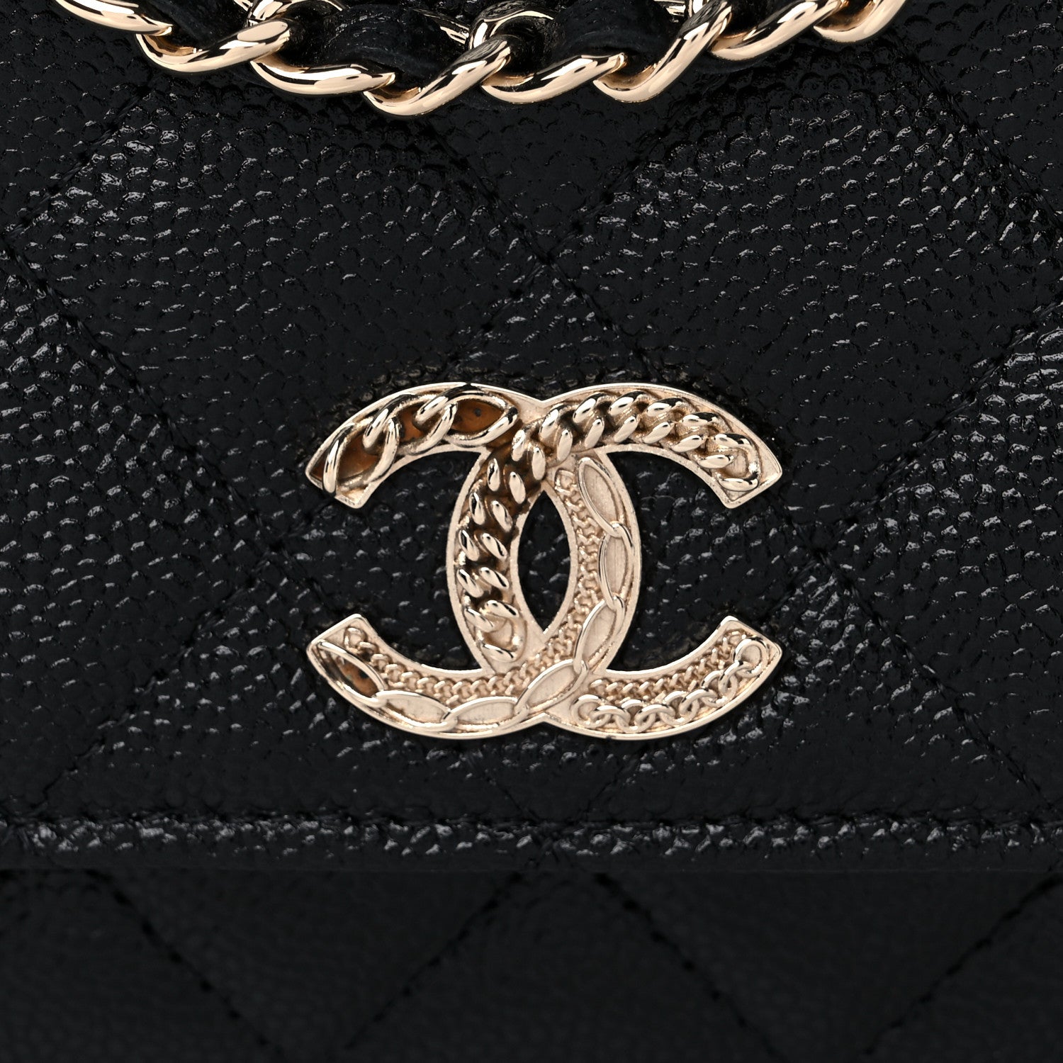 Chanel Caviar Quilted Chain CC Wallet On Chain WOC Black 13 of 14