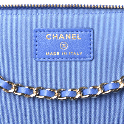 Chanel Raffia Jute Striped Small Vanity Case With Chain Blue Beige 8 of 10