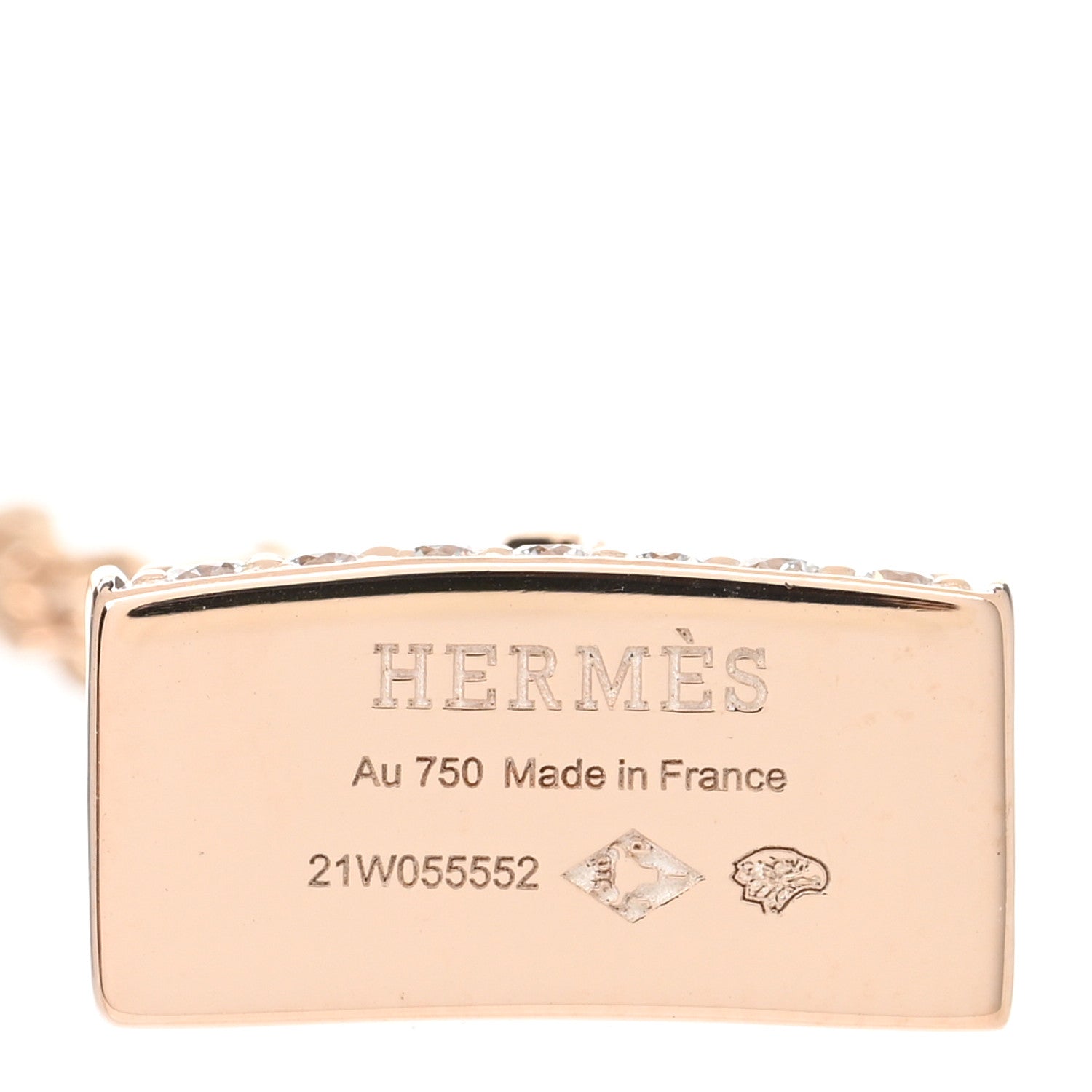 Hermes 18K Rose Gold Diamond Kelly Amulettes Pendant Necklace 5 of 6