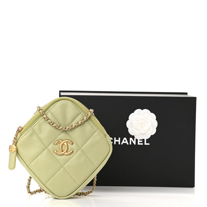 Chanel Lambskin Quilted Diamond Clutch With Chain Light Green 11 of 11