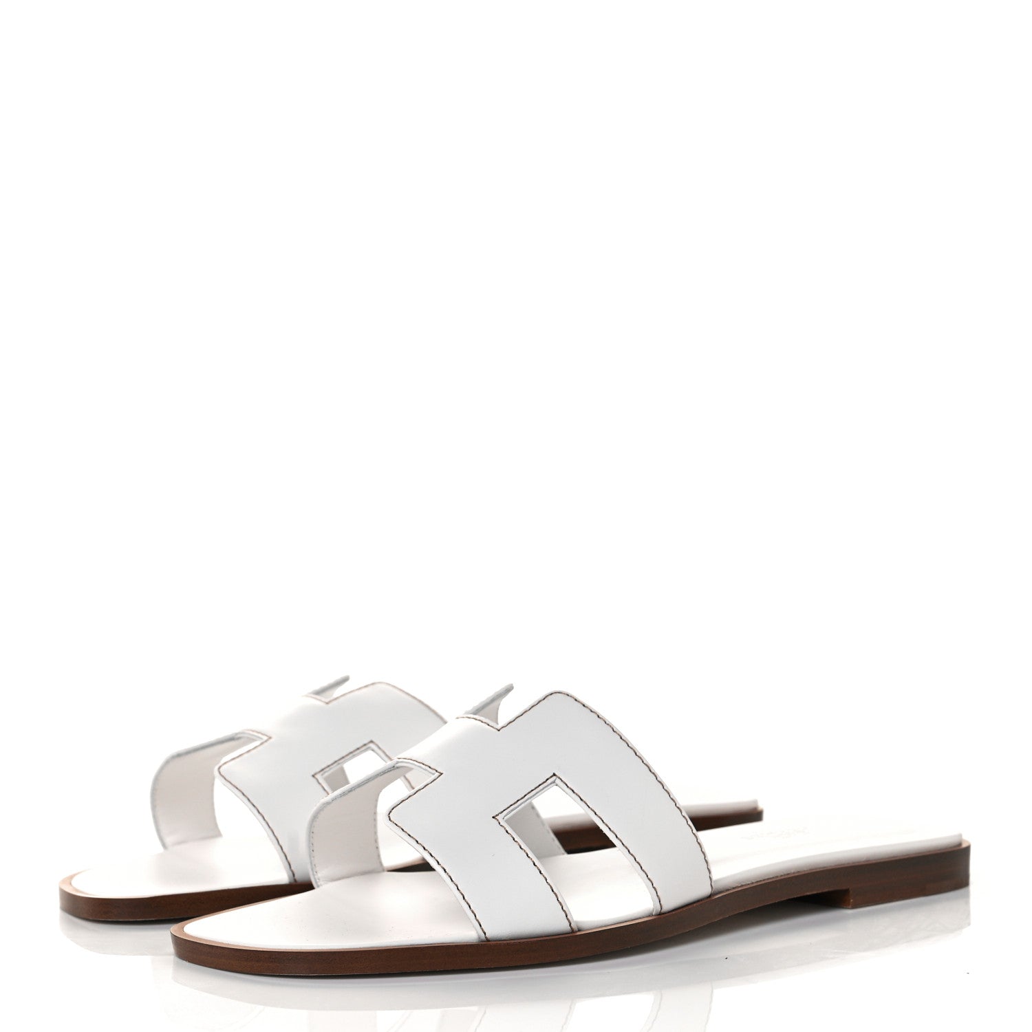 Hermes Box Calfskin Oran Sandals 37.5 White 3 of 9