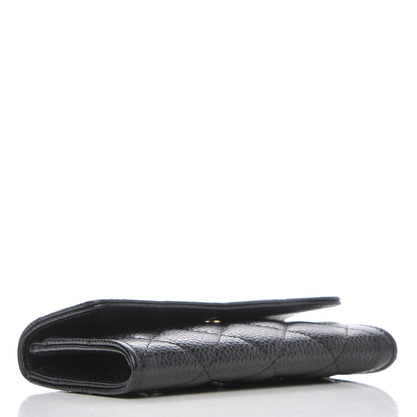 Caviar Quilted Flap Card Holder Black