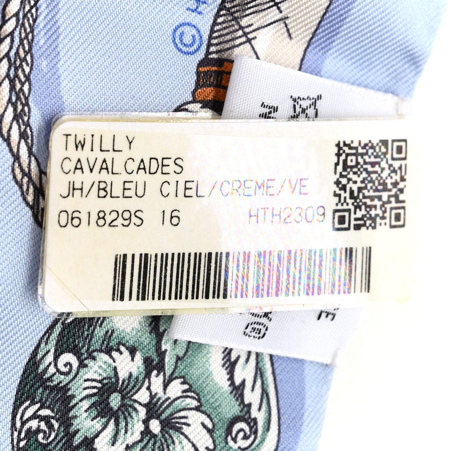 Silk Cavalcades Twilly Bleu Ciel Creme Vert
