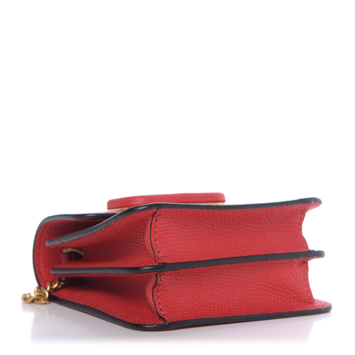 Valentino Garavani Grainy Calfskin Vlogo Compact Wallet with Chain Rouge Pur 4 of 8