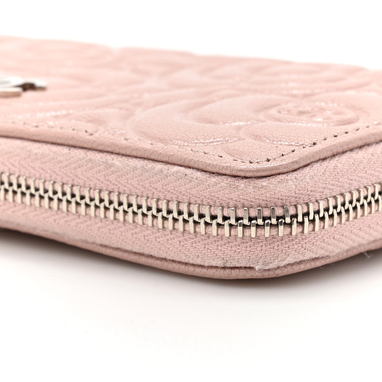 Chanel Caviar Camellia Embossed Medium Zip Around Wallet Light Pink 10 of 11