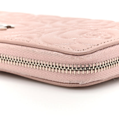 Chanel Caviar Camellia Embossed Medium Zip Around Wallet Light Pink 10 of 11
