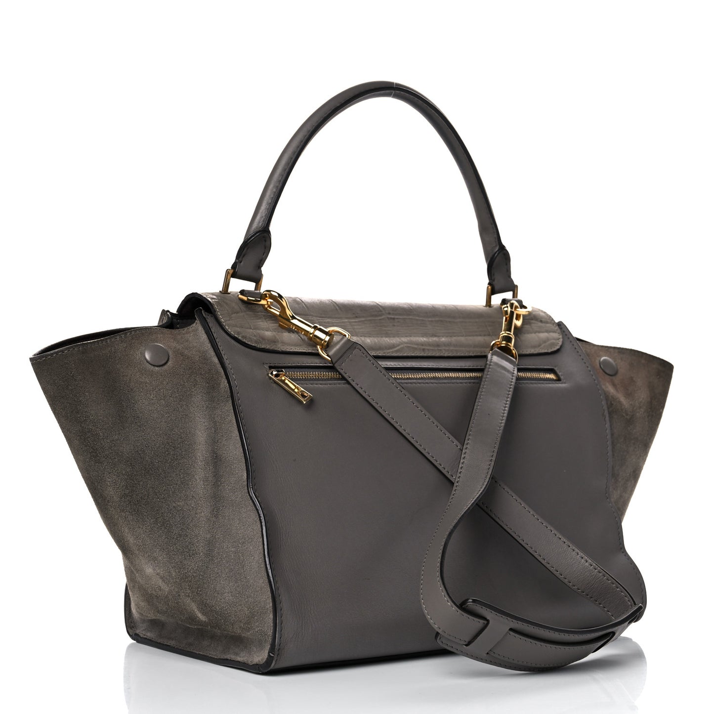 Crocodile Embossed Nubuck Medium Trapeze Grey