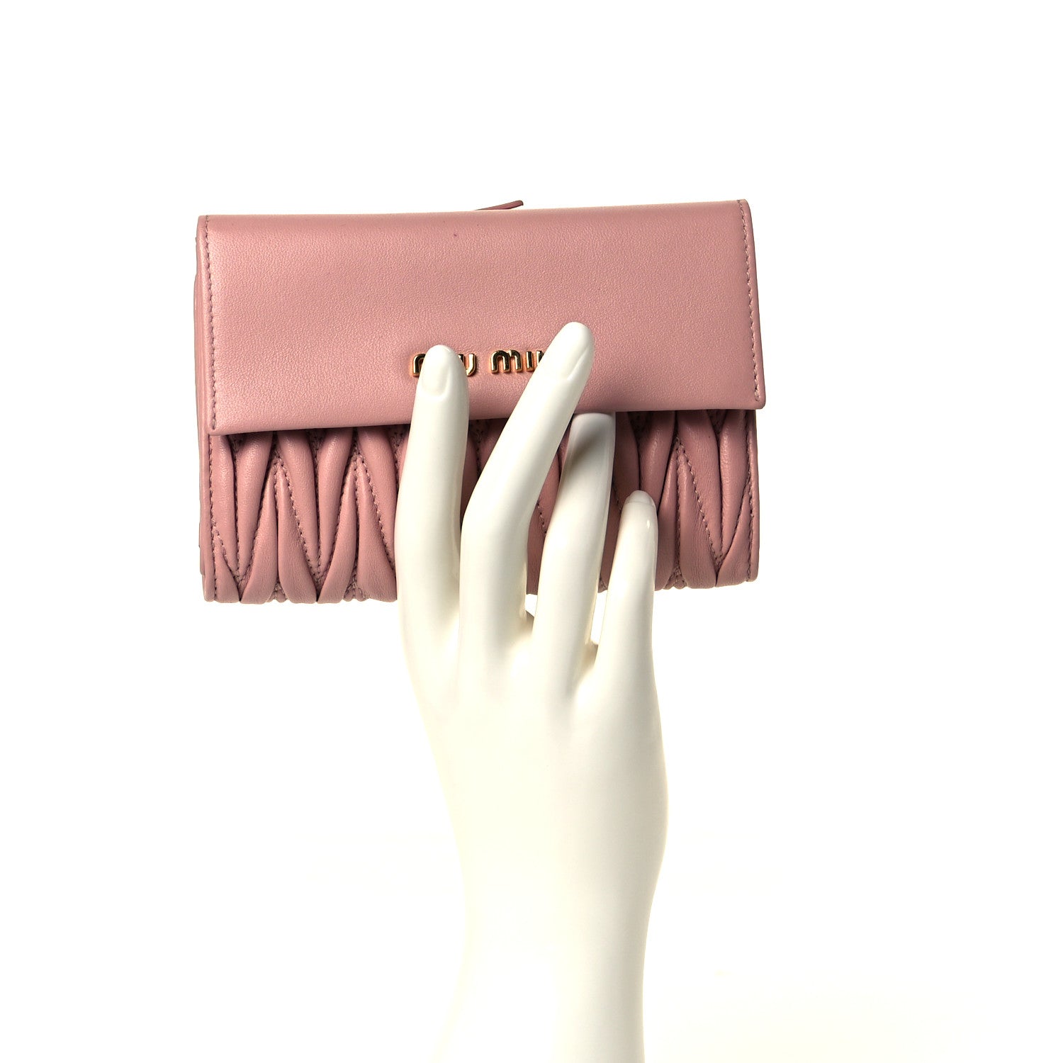 Miu Miu Nappa Matelasse Flap Tri-Fold Wallet Orchidea 6 of 7