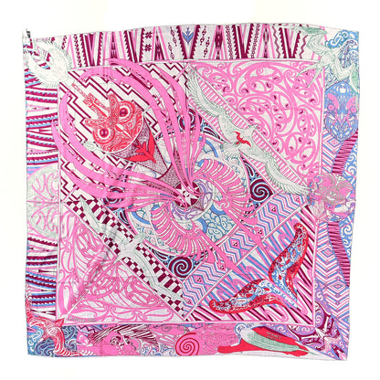 Hermes Cashmere Silk Kawa Ora Shawl 140 Gris Chine Rose 1 of 4
