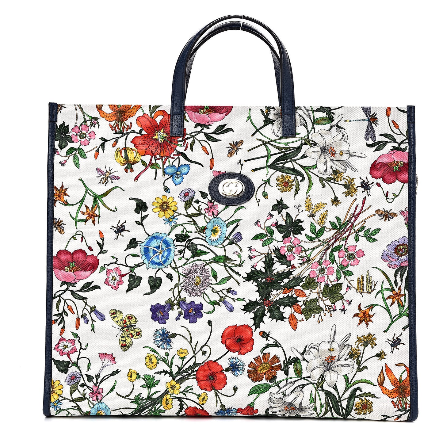 Canvas Large Flora Tote Navy Multicolor