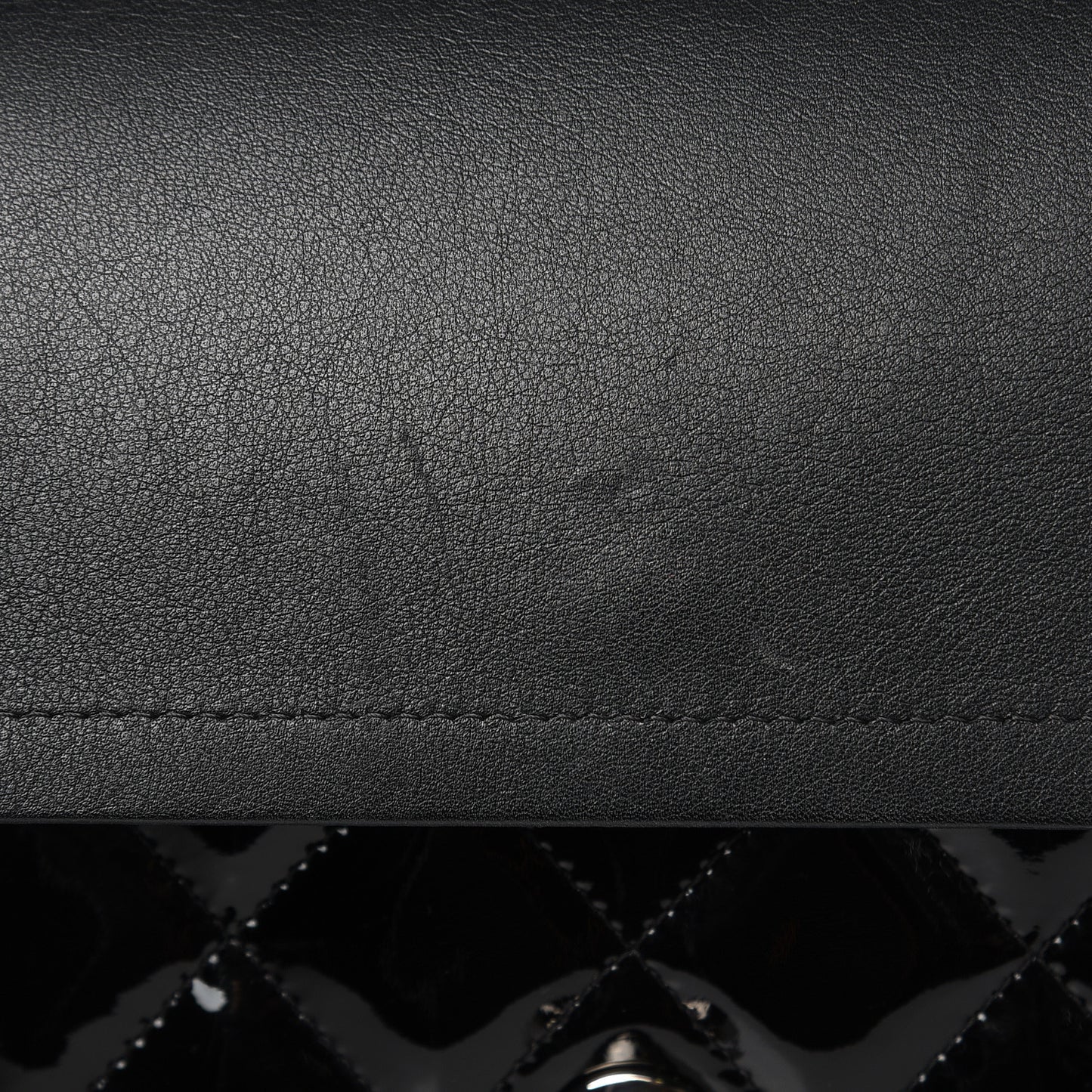 Patent Quilted Jumbo Double Flap Black