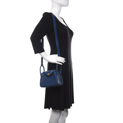 Hermes Taurillon Clemence Mini Lindy 20 Deep Bleu 2 of 12