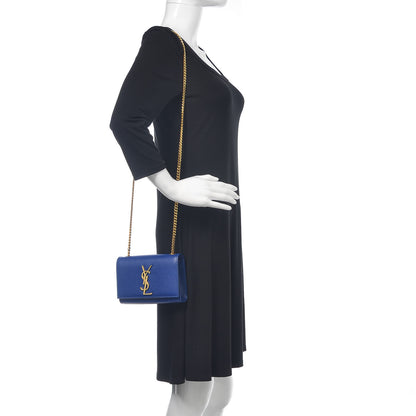 Saint Laurent Grain De Poudre Small Classic Monogram Kate Satchel Royal Blue 2 of 10