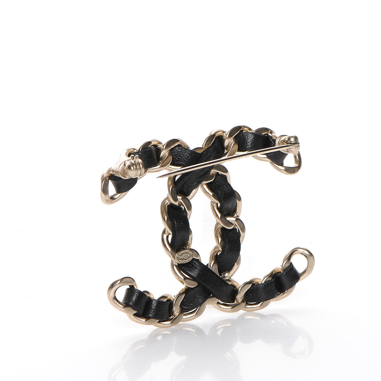 Chanel Lambskin Chain CC Brooch Black Gold 3 of 5