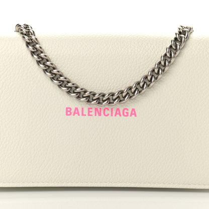 Balenciaga Grained Calfskin Logo Cash Phone Holder Wallet On Chain White Fluo Pink 7 of 9