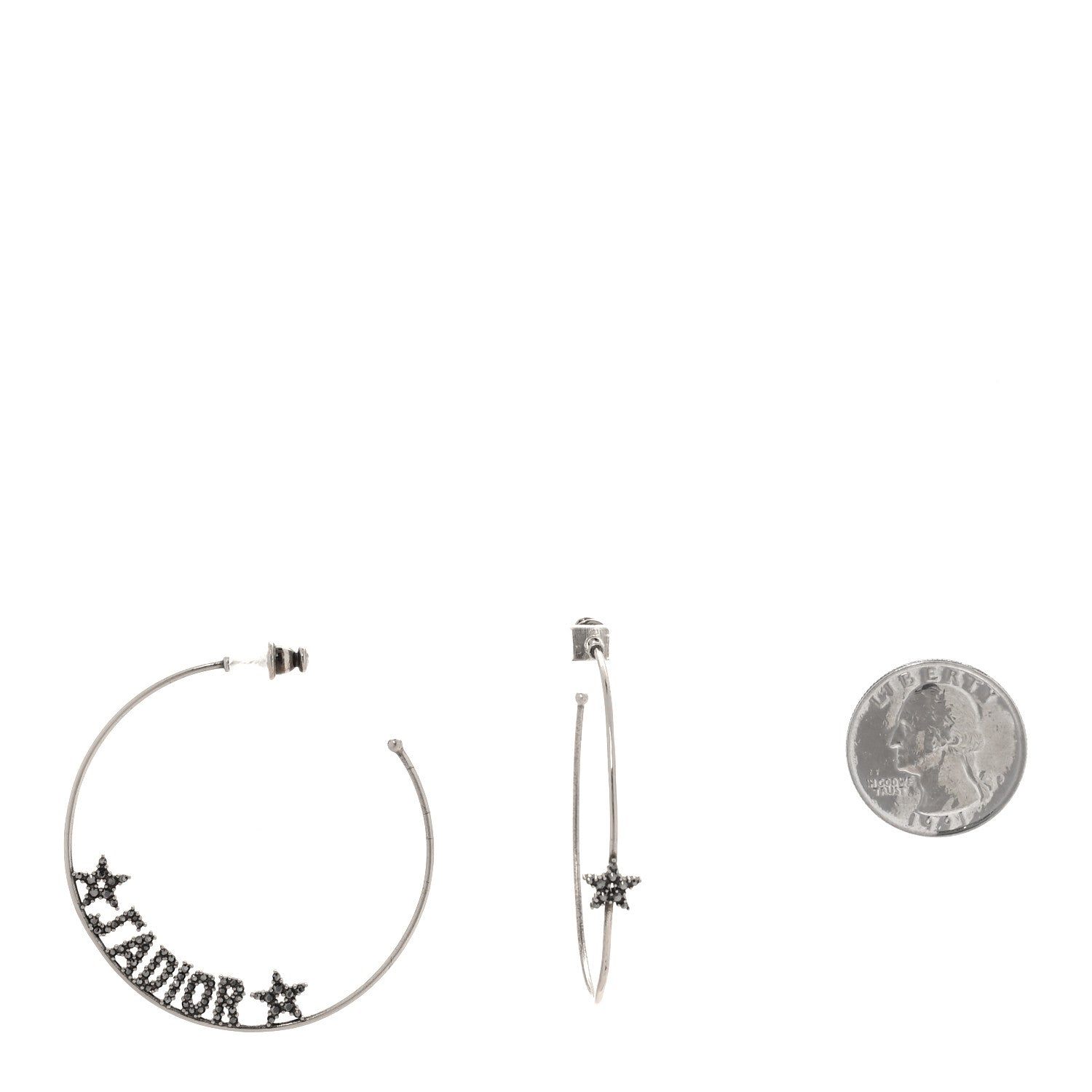 Christian Dior Palladium J'Adior Hoop Earrings Black 2 of 4