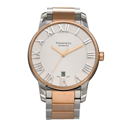 Tiffany Stainless Steel 18K Rose Gold 37mm Atlas 3-Hand Automatic Watch 1 of 4