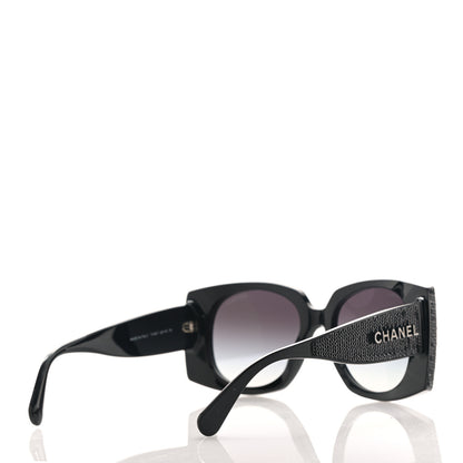 Chanel Acetate Sequin Rectangle Sunglasses 71407 Black 4 of 8