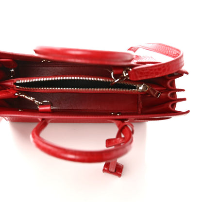 Saint Laurent Calfskin Crocodile Embossed Baby Sac De Jour Red 5 of 9
